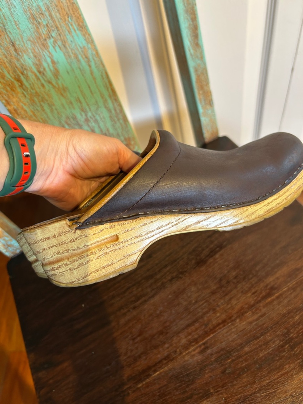 Dansko Sonja Brown Oiled Leather Open Clogs - Picture 5 of 8